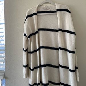 LOFT | Black and White Striped along Cardigan